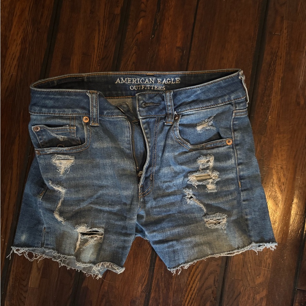 American Eagle Outfitters Ripped Blue Denim Shorts